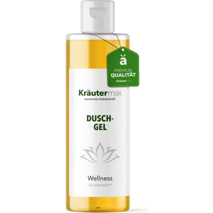 Kräutermax. Wellness Duschgel Naturkosmetik mit Mandarine Öl und Aloe Vera Gel, 250 ml, natürliche Pflege und Reinigung für Haut und Haar