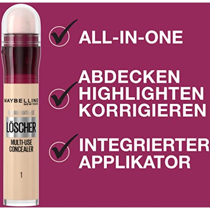 MAYBELLINE New York Abdeckstift, Instant Anti-Age Effekt Concealer, Löscher mit Mikro-Lösch-Applikator, Nr. 145 Warm Olive, 6,8 ml – Bild 3