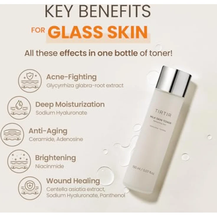 TIRTIR Milk Skin Toner, Gesichtstonikum für hydratisierte und strahlende Haut, 150 ml mit Hyaluronsäure und Provitamin B5 – Bild 4