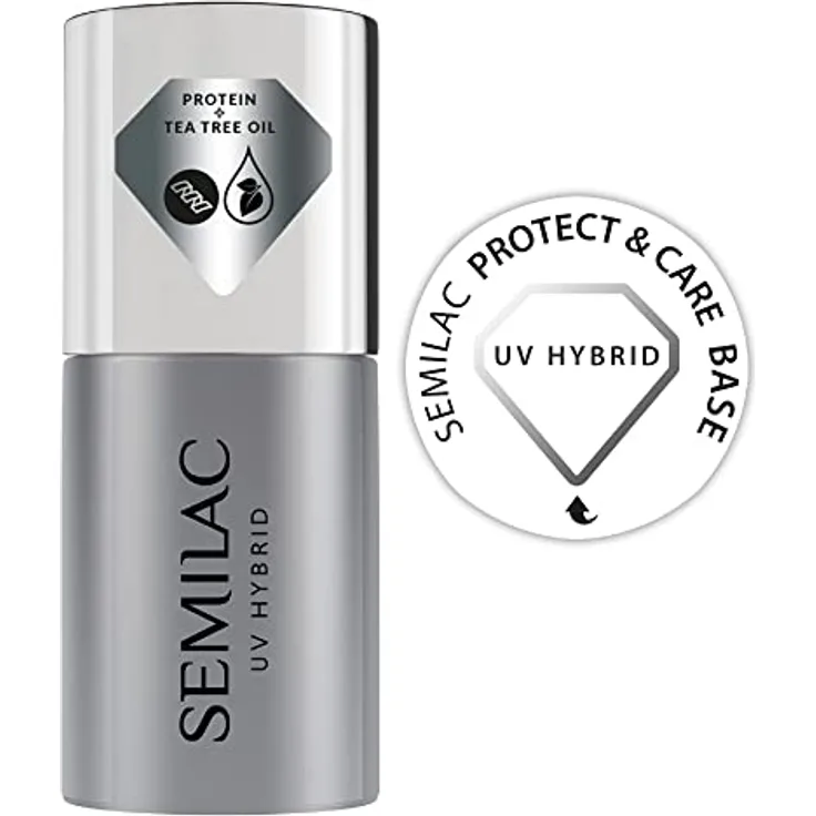 Semilac UV-Gel-Unterlack mit Teebaumöl und Protein für UV-Gel-Nagellack, schützt und pflegt die Nägel. Soak-Off-Formel. Ideal für private und professionelle Maniküre und Pediküre, 7 ml