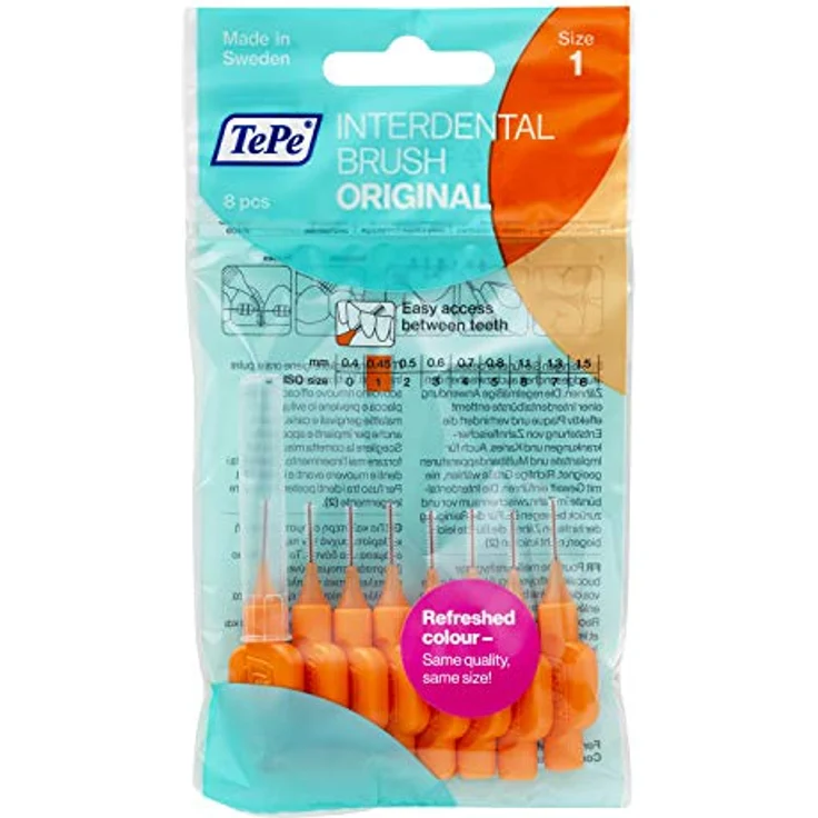 TePe Interdentalbürsten Original orange 0,45 mm, 1 x 8 Stück, für rundum gesunde Zähne – Bild 2