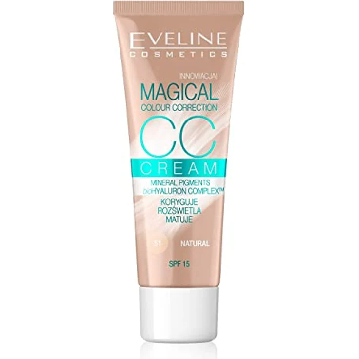 Eveline Cosmetics Magical Colour Correction CC Cream LSF 15, 30 ml, Farbton 51 Natural, getönte Tagescreme zur Hautpflege und Teintvereinheitlichung – Bild 1