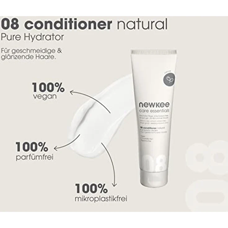 Newkee 08 Conditioner Natural, vegane Haarpflege mit Mandelöl und pflanzlichen Extrakten, 150 ml – Bild 4