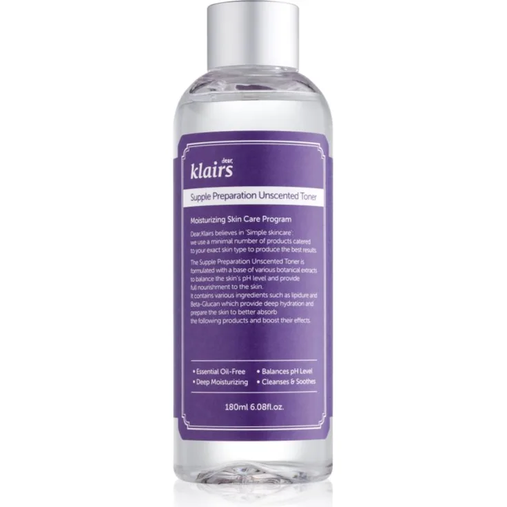 Klairs Supple Preparation Unscented Toner, Feuchtigkeitstonikum für pH-Ausgleich der Haut, nicht parfümiert, 180 ml
