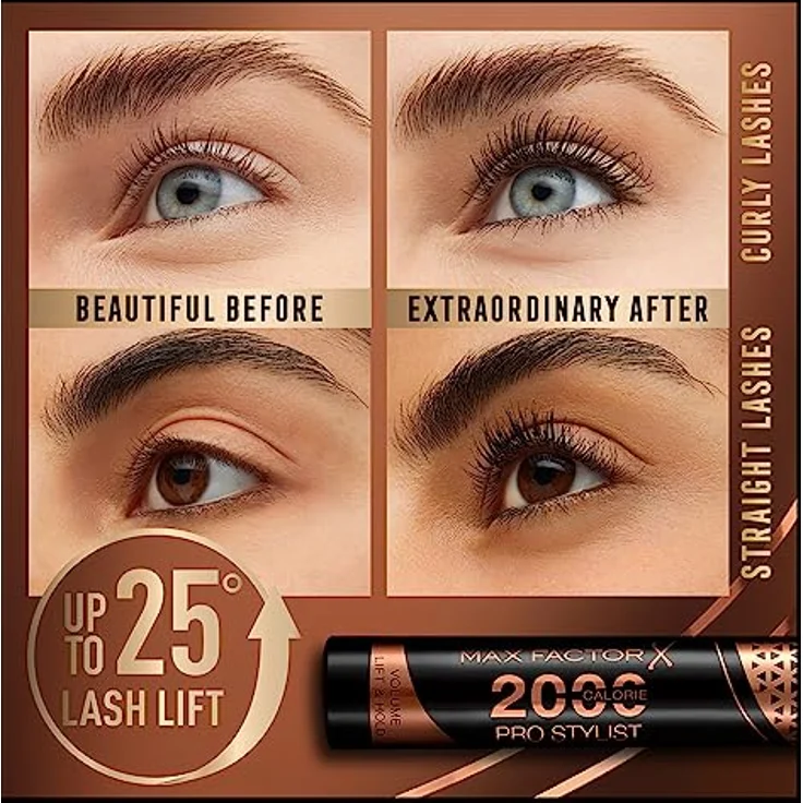 Max Factor 2000 Calorie Pro Stylist Mascara, Black Brown, 9 ml – Bild 3
