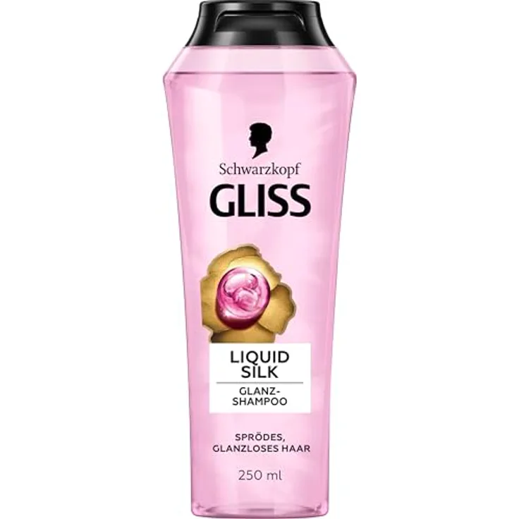 Gliss Shampoo Liquid Silk (250 ml), Haarshampoo mit Ceramiden & Seide, Glanz-Shampoo für sprödes und stumpfes Haar, glättet die Haaroberfläche