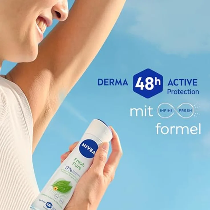 NIVEA Fresh Pure Deospray, aluminiumfreies Deo mit Jasmin-Duft und 48h Schutz, INFINIFRESH Formel, 150ml – Bild 5