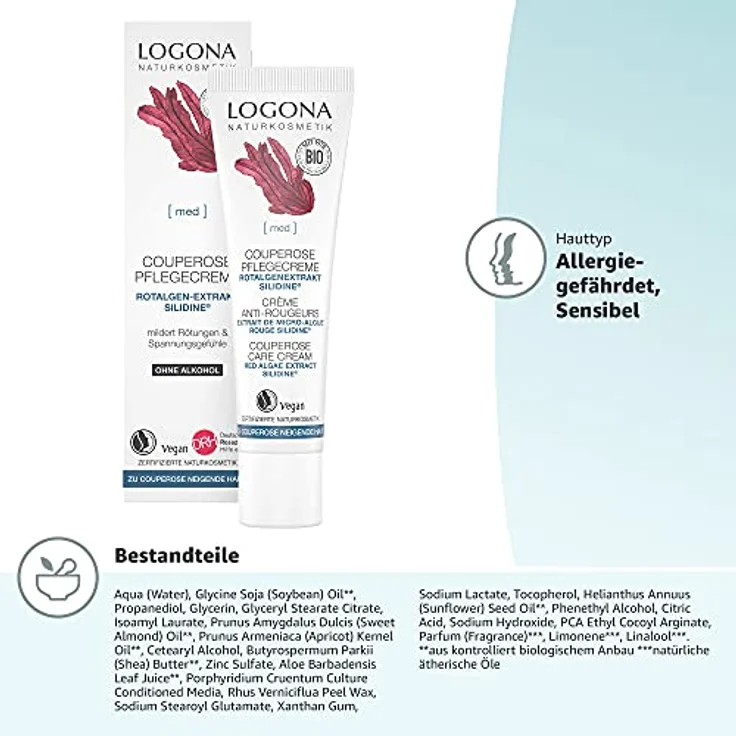 Logona Gesichtspflege Tagespflege Cuperose Creme Tag & Nacht Silidine 30 ml Tagespflege für Damen und Herren – Bild 3