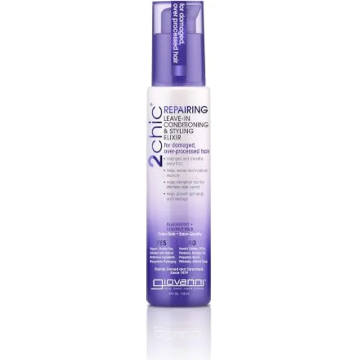 Giovanni 2chic Repairing Leave-in Conditioning & Styling Elixir, 118 ml, für beschädigtes und trockenes Haar, Anti-Frizz, mit Brombeeren und Kokosnuss