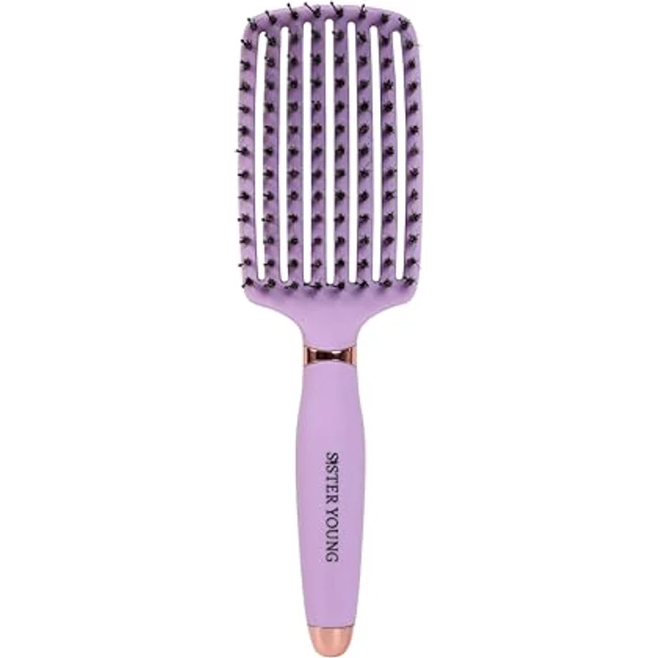 Sister Young OVIA LILIAC BV - professionelle Haarbürste mit natürlichen Wildschweinborsten, ergonomisch & belüftet, lila – Bild 2