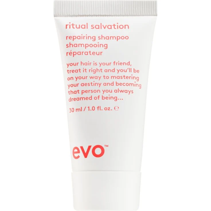 EVO Ritual Salvation Repairing Shampoo, regenerierendes Shampoo für Damen, 30 ml, ohne Sulfate, spendet intensiv Feuchtigkeit