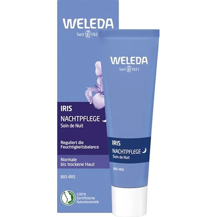Weleda Bio Iris Nachtpflege, regenerierende Feuchtigkeitspflege für trockene Haut, 30 ml