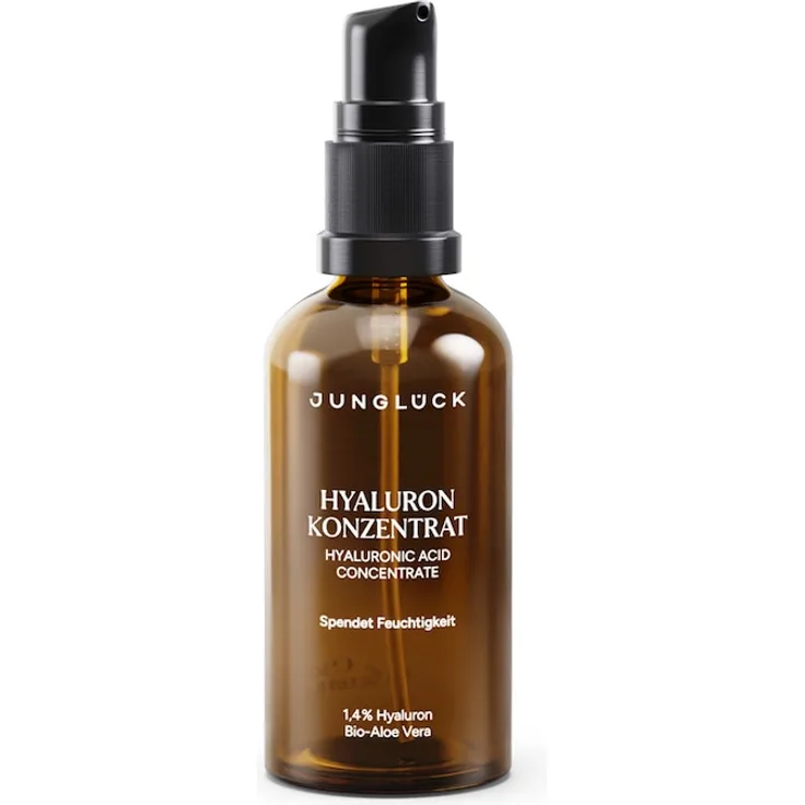 Junglück Hyaluron Konzentrat Feuchtigkeitsserum 50 ml, 1,4% Hyaluronsäure mit Bio-Aloe Vera, für tiefenwirksame Feuchtigkeitsversorgung