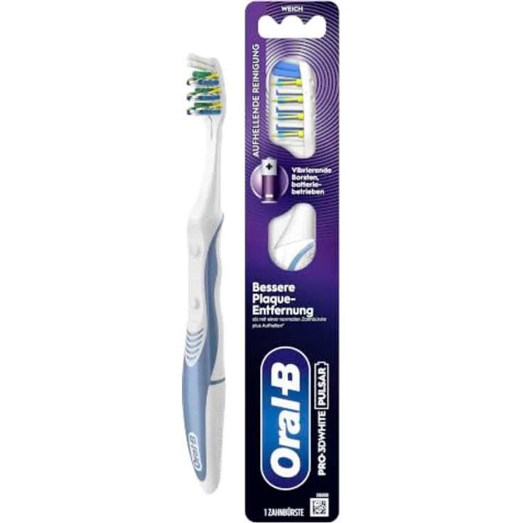 Oral-B Pro-3D White Pulsar, batteriebetriebene Zahnbürste mit Medium Borsten, zufällige Farbe