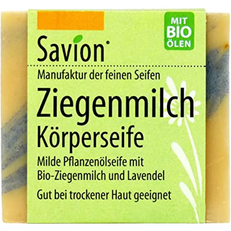 Savion Ziegenmilch Körperseife, Palmölfrei, Plastikfrei, Tierversuchsfrei, 80g