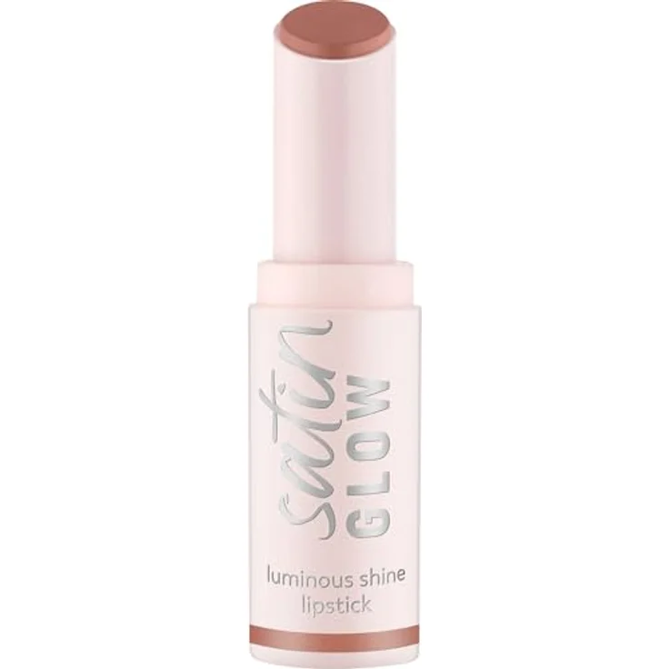 essence satin GLOW Luminous Shine Lipstick, Nr. 01 Nude, strahlend, farbintensiv, vegan, ohne Parabene, ohne Mikroplastikpartikel, Nanopartikel frei, 3.5g – Bild 1