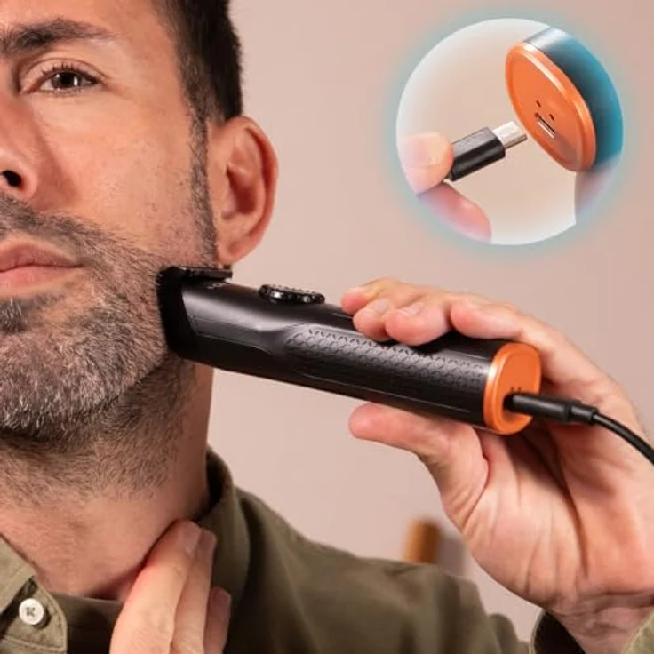 Cecotec Barttrimmer PrecisionCare Barber Elite, Edelstahlklingen, 120 Minuten Akkulaufzeit, wasserbeständig, mit zwei verstellbaren Kammaufsätzen – Bild 5