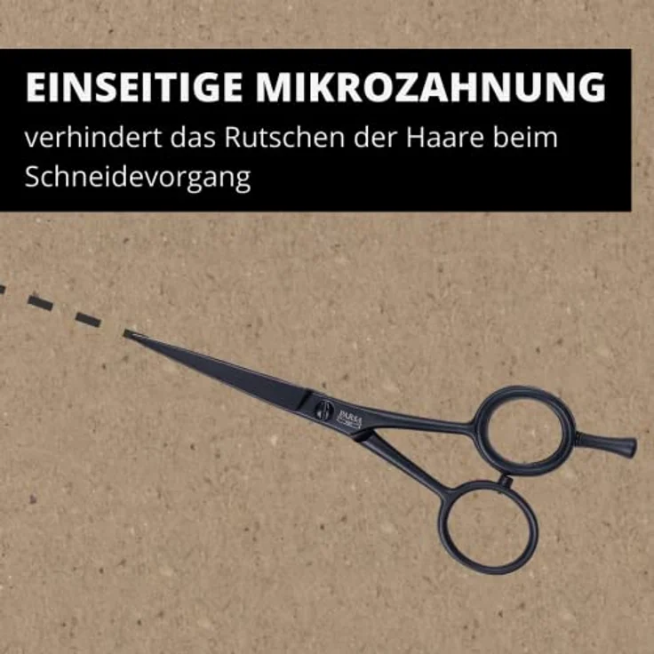 PARSA Men Profi Haarschere Bartschere mit einseitiger Mikroverzahnung und rutschsicherem Gummi Ring – Haarschneideschere – Bartscheere – Bild 4