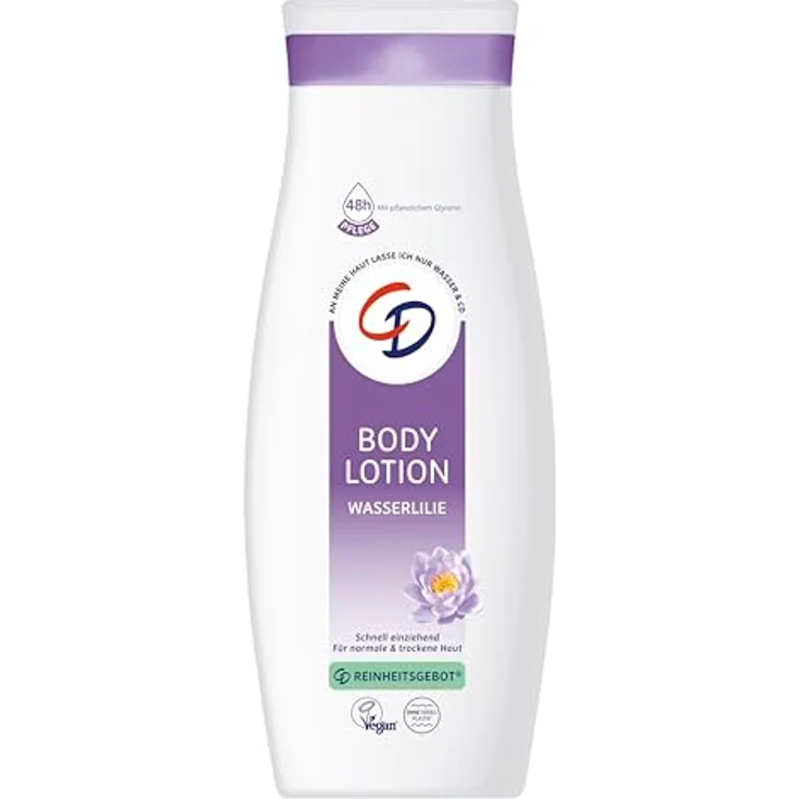 CD Body Lotion Wasserlilie, 400 ml, für normale und trockene Haut, 48h Feuchtigkeit, vegan und pH-hautneutral – Bild 1