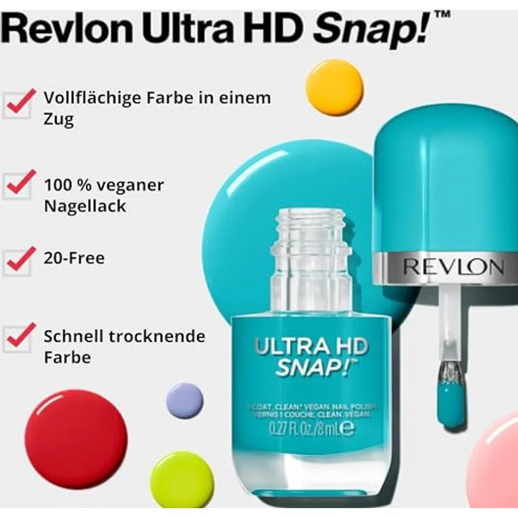 Revlon Ultra HD SNAP! Nagellack, glänzende Nagelfarbe, 100 % Vegane Formel, 031 Shes On Fire, 8 ml – Bild 2
