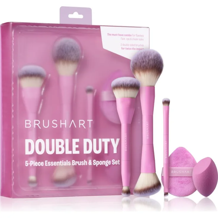BrushArt Double Duty 5-Piece Essentials Brush & Sponge Set, Make-up Pinsel Set für Damen