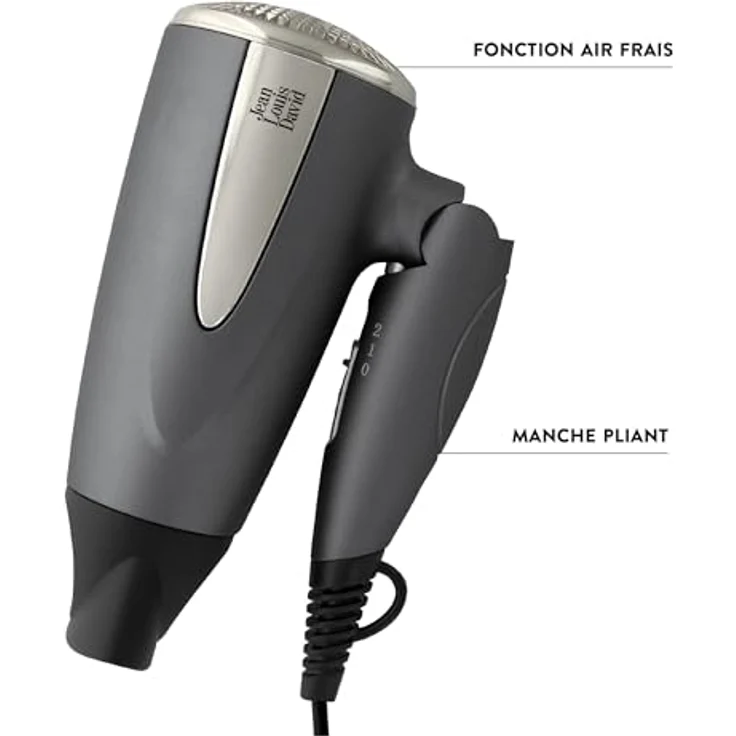 Jean Louis David JLD SC VOYAGE, Haartrockner mit 1600 W, 2 Geschwindigkeiten, faltbar, universelle Doppelspannung, 23-mm-Konzentrator – Bild 3