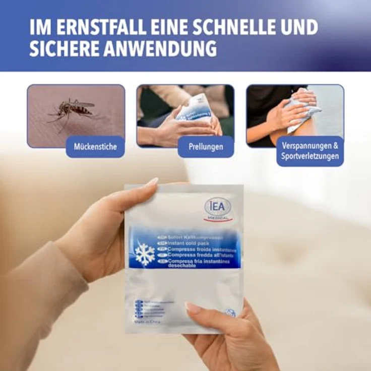 IEA Medical Sofort-Kaltkompressen 10 Stück – für Muskelverspannungen, Prellungen & Erste Hilfe, sofort einsatzbereit – Bild 3
