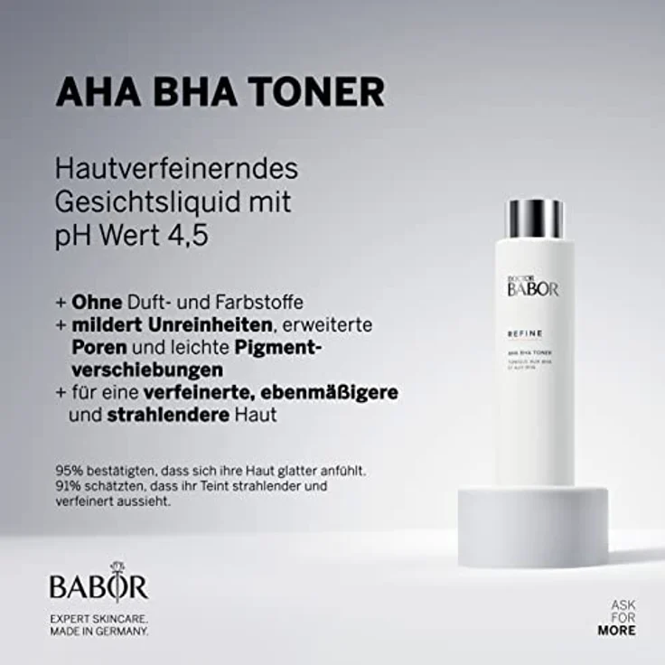 DOCTOR BABOR AHA BHA Gesichtstoner, Verfeinerndes Gesichtswasser gegen Unreinheiten und große Poren, Mit Salizylsäure und Mandelsäure, Tonic, 1 x 200 ml – Bild 2