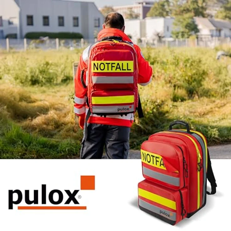 Pulox Erste HIlfe Rucksack, Notfallrucksack rot, aus Plane, mit Füllung Advance – Bild 8