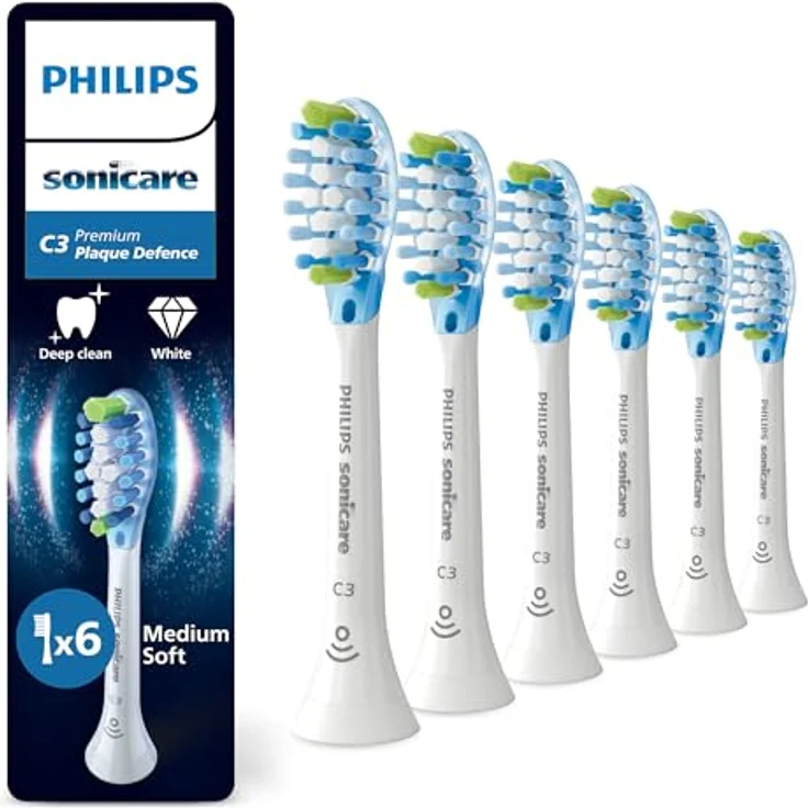 PHILIPS Sonicare C3 Premium Plaque Defense, Original Ersatzbürstenköpfe, Weiß, 6er-Pack, HX9046/87 - Entfernt bis zu 10x mehr Plaque, 100% mehr Verfärbungen in drei Tagen – Bild 1