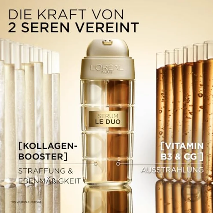 L'Oréal Paris Le Duo Serum für Frauen: für eine glattere, ebenmäßigere Haut & gemilderte Falten mit Kollagen & Vitamin B3 und Cg Age Perfect Zell Renaissance1x 30ml – Bild 4