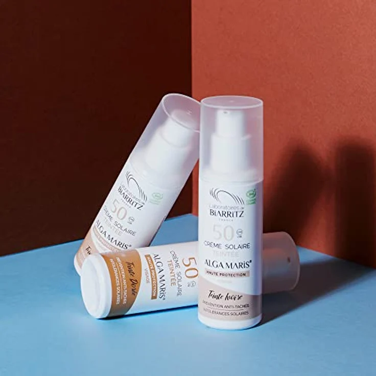 Laboratoires de Biarritz - Getönte Sonnencreme Gesicht - Beige - LSF50 ALGA MARIS® Bio-zertifiziert - Hydriert, mattiert, sorgt für ein gesundes Strahlen - 50 ml - Made in France – Bild 4