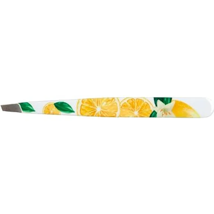 nippes CITRUS Kosmetik-Pinzette Zitrone | Schräge Spitze | Edelstahl | Bunt Lackiert | 9 cm lang | Feine Pinzette | Pinzette Augenbrauen zupfen