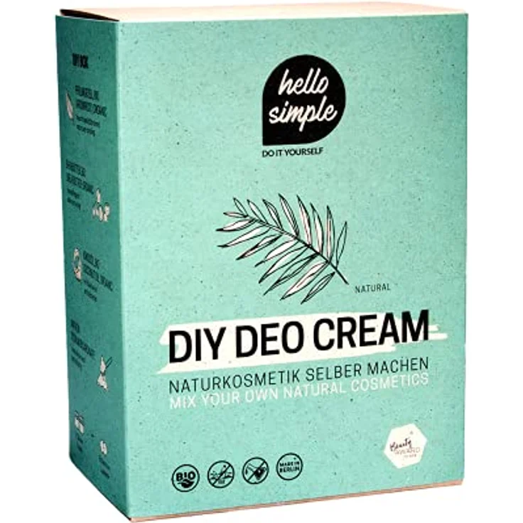 hello simple DIY Deocreme Deodorant Set, Naturkosmetik ohne Aluminium, vegan, bio, plastikfrei, 2x75 g, Natural – Bild 2