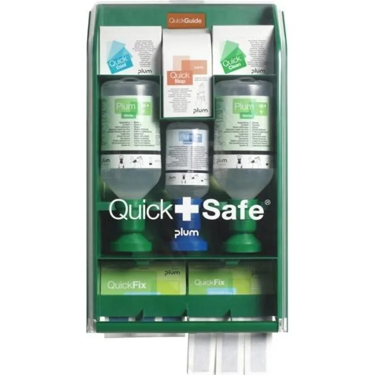 Plum Erste Hilfe Set QuickSafe Food Industry, Augenspülstation mit transparentem Klappdeckel und Hygienestandards, H: 430 x B: 253 x T: 92 mm