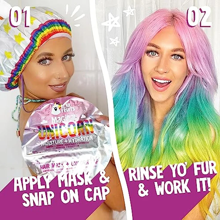 Bear Fruits Magische Feuchtigkeits-Haarmaske 20 ml + Unicorn-Haube – Bild 3