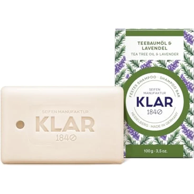 Klar Seifen Festes Shampoo Teebaumöl & Lavendel, 100g - gegen Schuppen, umweltfreundlich und vegan, ohne Silikone und Parabene – Bild 3