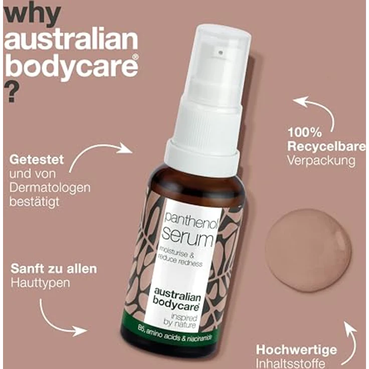 Australian Bodycare Anti-Rötungen Panthenol Serum bei Rosacea, mindert Rötungen im Gesicht, 30 ml, mit Provitamin B5 und Niacinamid – Bild 4
