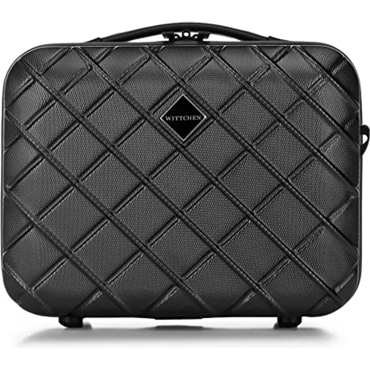 WITTCHEN Kosmetikkoffer Reisekoffer Handgepäck Kabinengepäck Rollkoffer Hartschale aus ABS mit 4 Spiner Rollen Zahlenschloss Teleskopgriff Classic line Schwarz