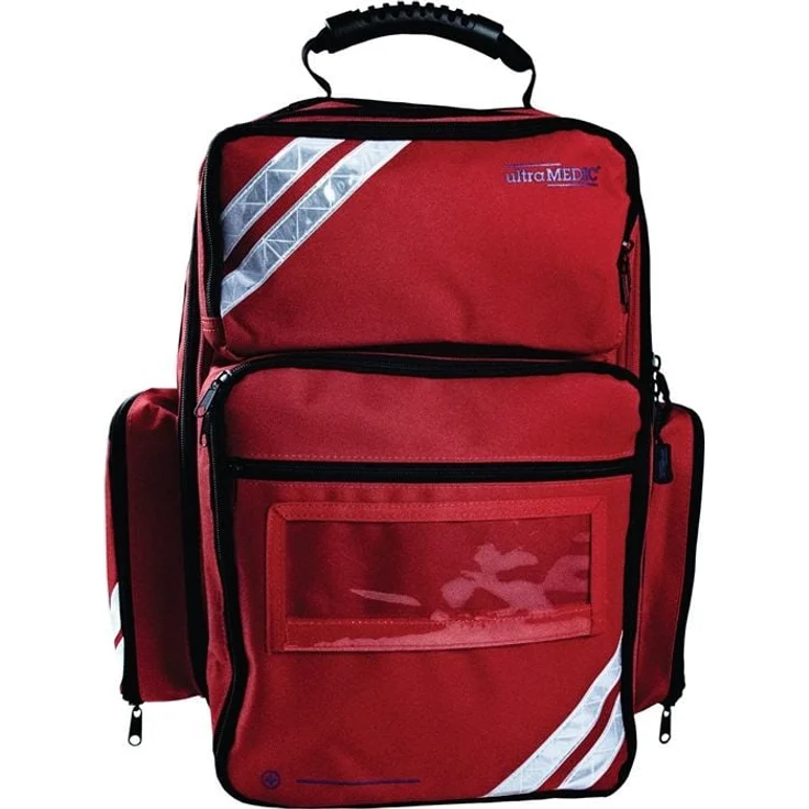 ultraMEDIC Rettungsrucksack ultraRESCUE LITE, Erste Hilfe Set rot, DIN 13157-2021, inkl. Beatmungsmaske und Vitalfunktionen-Überwachung
