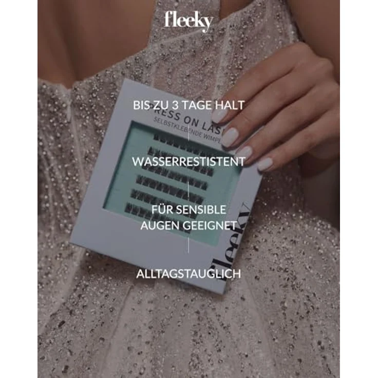 fleeky Press-On Lashes Glam, voluminöse Wimpern mit selbstklebender W-Bonding-Technologie, bis zu 3 Tage Halt – Bild 7