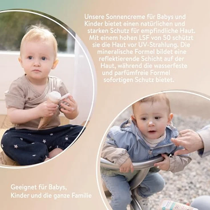 MABYEN Sonnenschutzcreme Baby & Kids, LSF 50, 100 ml, vegan, parfumfrei, wasserfest, für empfindliche Haut, dermatologisch bestätigt – Bild 5