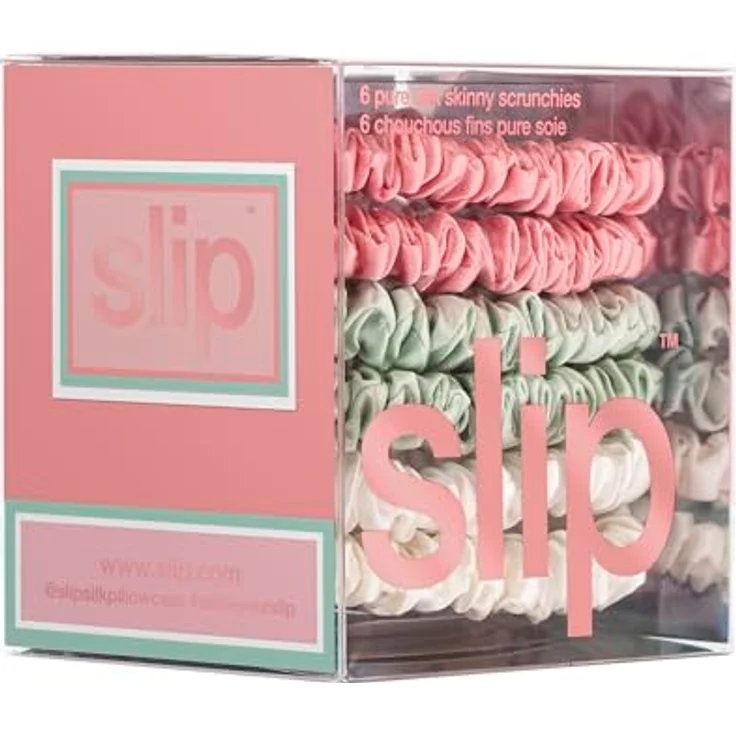 SLIP Silk Skinnie Scrunchies in Schwarz, Rosa und Karamell aus 100% reiner Maulbeerseide mit 22 Momme - Haargummi-Set für Frauen – Bild 3