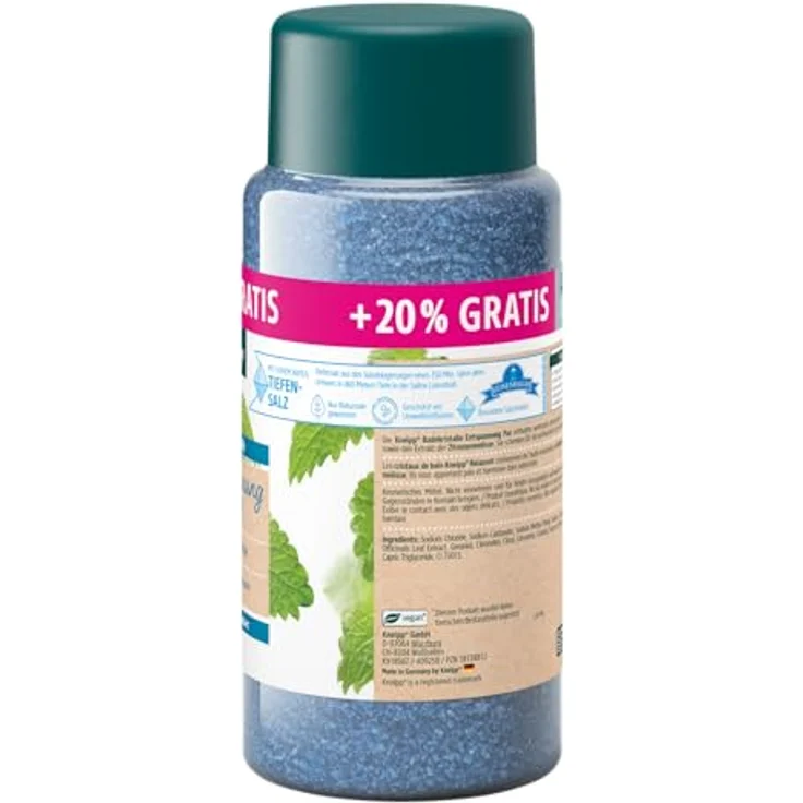 Kneipp Badekristalle Entspannung Pur -Sondergröße- mit naturreinem Tiefensalz der Saline Luisenhall und ätherischem Öl der indischen Melisse und Extrakt der Zitronenmelisse, limitierte Edition, 720g – Bild 3