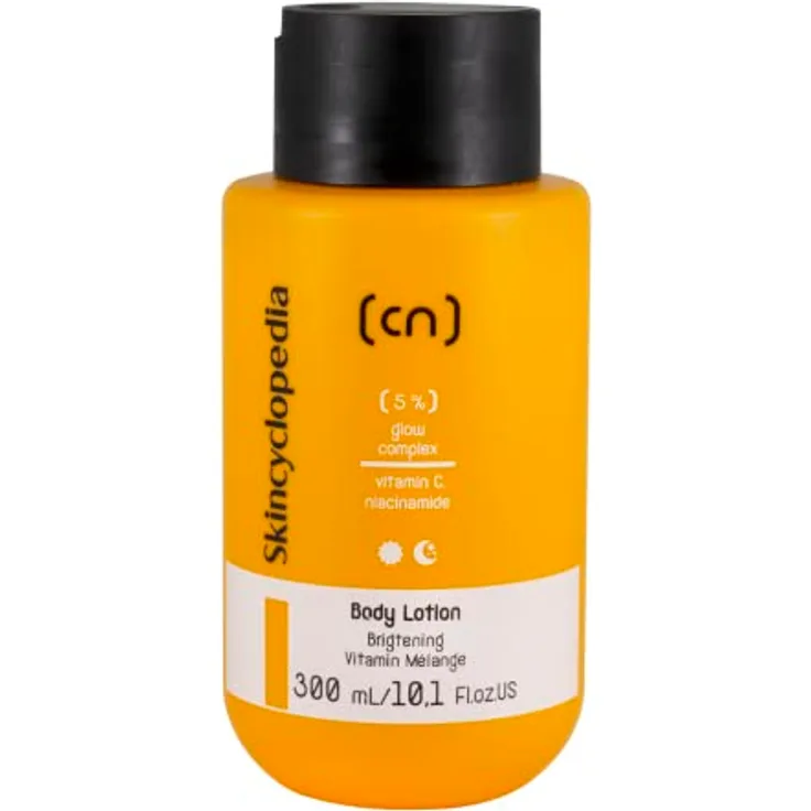 Skincyclopedia Glow Bodylotion, Körperlotion mit Vitamin C und Niacinamide, Feuchtigkeitslotion für Damen und Herren, Dermatologisch getestet, 300ml