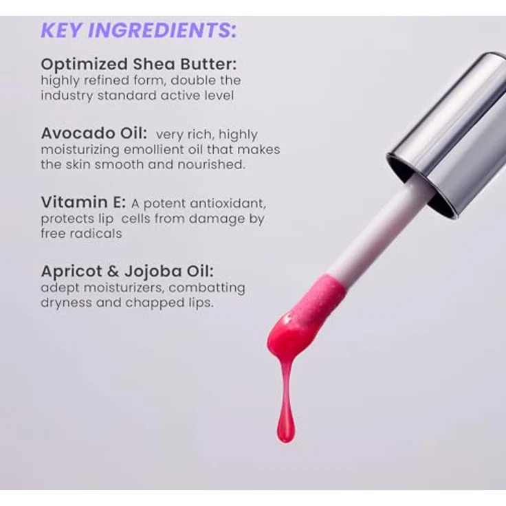 Wonderskin Lip Rehab Serum Oil, Getöntes Lippenöl mit roter Tönung, feuchtigkeitsspendend und pflegend für trockene Lippen (Amour) – Bild 4
