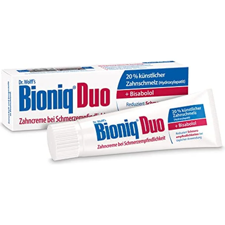 Bioniq® Zahncreme Duo - 1 x 75 ml - Schutz bei schmerzempfindlichen Zähnen | reparierende Zahnpasta mit künstlichem Zahnschmelz | Regeneriert das Zahnfleisch | Ohne Fluorid