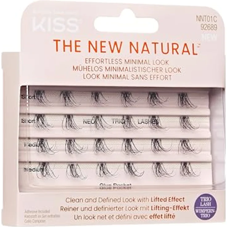 KISS The New Natural Effortless Minimal Look, knotenfreie Bündel mit selbstklebenden Wimpern, Trio 01, 24 St., leicht und natürlich – Bild 2