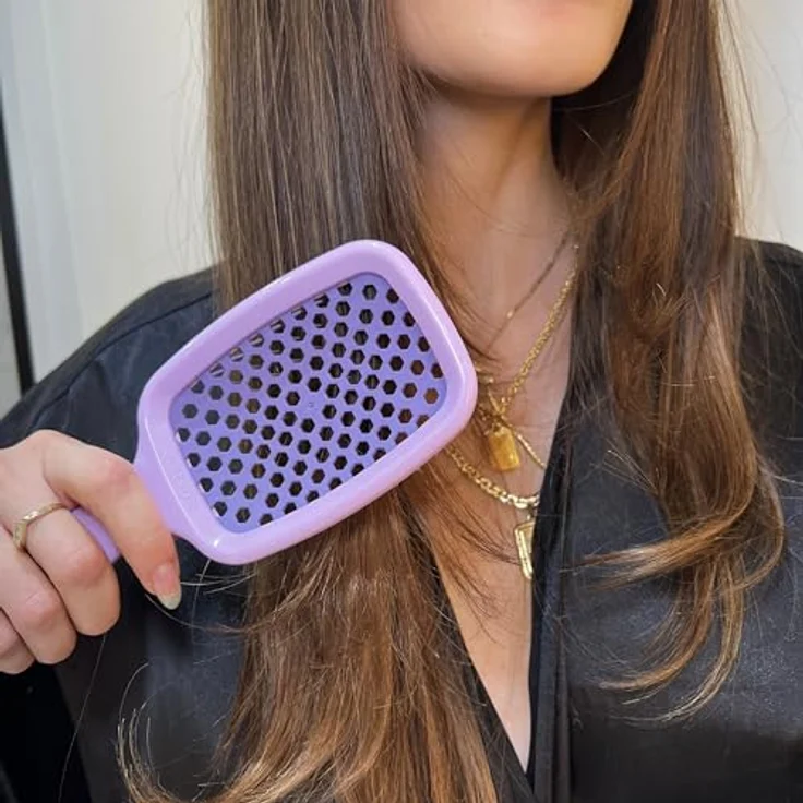 FHI Heat UNbrush Entwirrungsbürste, schmerzfrei für nasses und trockenes Haar, DuoFlex-Antistatikborsten, ultraleichter Griff, belüftet, Flieder-Helllila – Bild 4