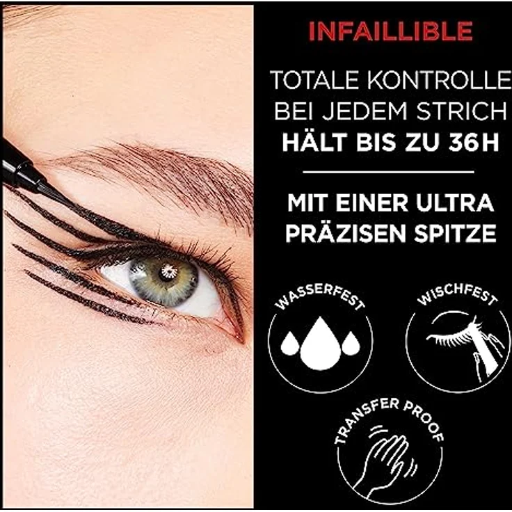 L'Oréal Paris Infaillible 36H Grip Micro-Fine Liner Obsidian, Eyeliner für ultra-feine Liner Looks, 0, 4ml – Bild 5